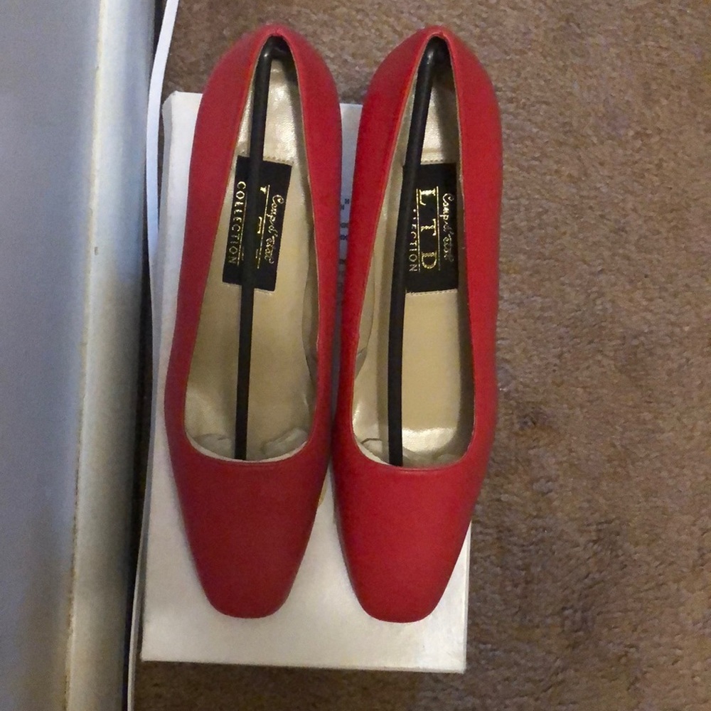 Red with gold heels, size 9